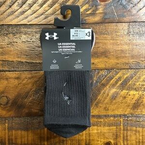 NWT Under Armour UA Essential Lightweight Crew Socks 3 Pack (Women's Size 6-10)